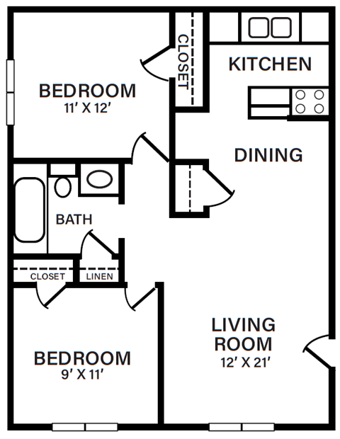 2 Bed - 1 Bath | 682 sq. ft.
